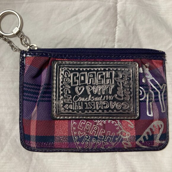 Coach Handbags - Coach Poppy Tartan Keychain Wallet Coin Purse